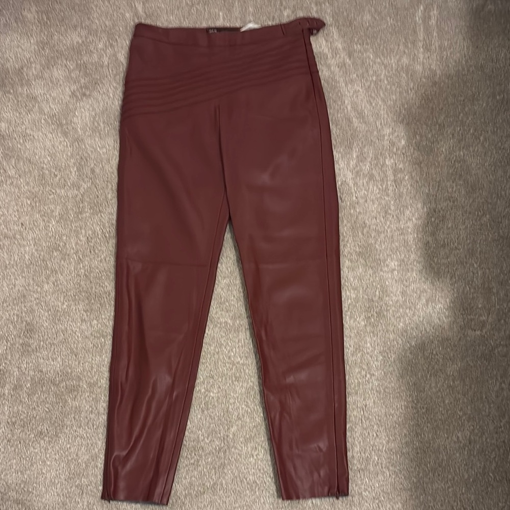 Stylish Burgundy Faux Leather Pants